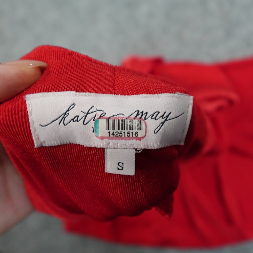 Katie May Dress Womens Small Leyla Red Slinky Gown Halter Knotted Open Back - Picture 4 of 12